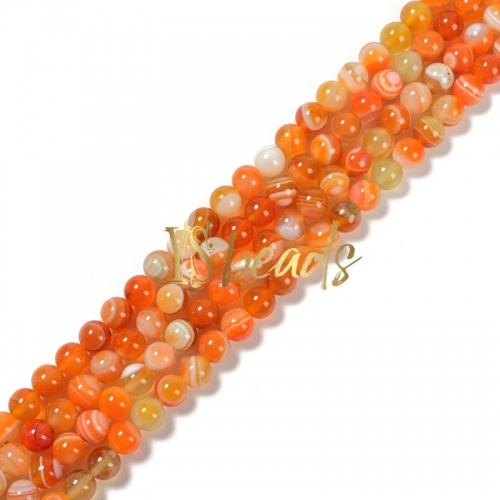 Multi-Color Orange Agate Plain Rounds, Approx 8mm