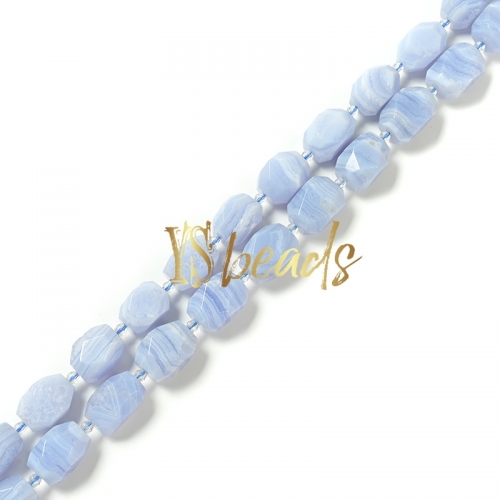 Blue Lace Agate Faceted Nuggets, Approx 12x16-13x18mm