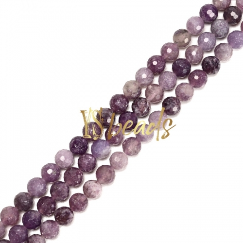Lepidolite Faceted Rounds, Approx 6mm