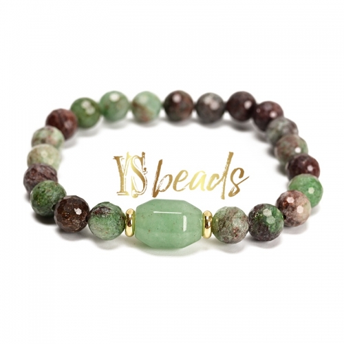 Green Opal Faceted Rounds Adjustable Bracelet, Approx 6mm