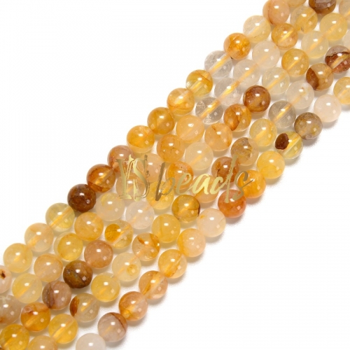 Yellow Hematoid Quartz Plain Rounds, Approx 6-10mm