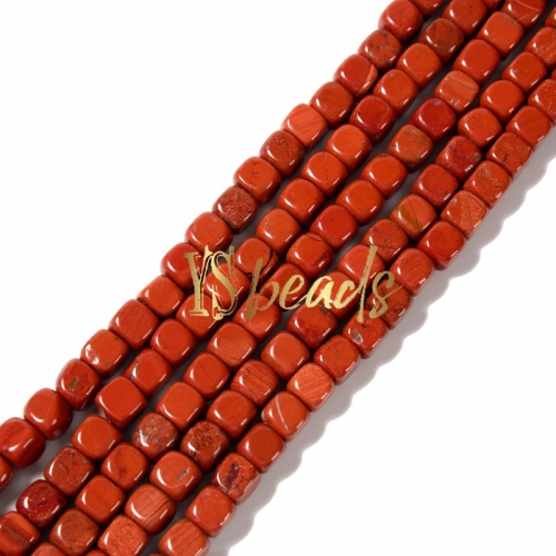 Red Jasper Round-corner Cube Beads, Approx 9mm