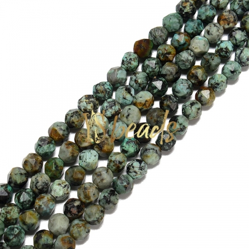 Africa Turquoise Diamond Cut Beads, Approx 6-10mm