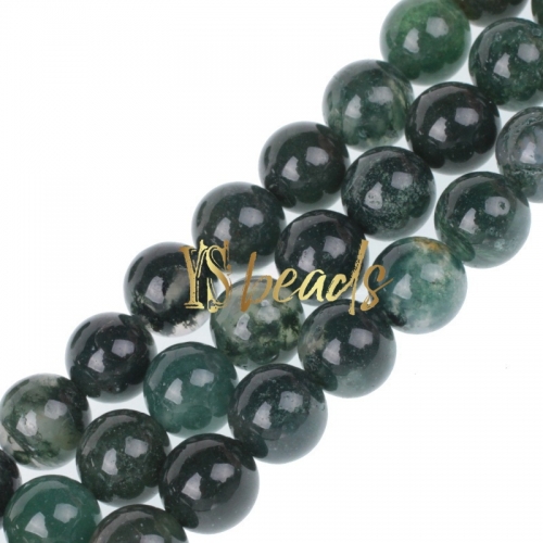 Moss Agate Plain Round Beads. Approx 4-12mm
