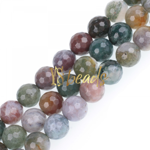 India Agate Faceted Round Beads. Approx 4-12mm