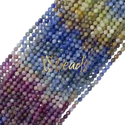 Mixed Colro Sapphire Faceted Round Beads. Approx 2-4mm