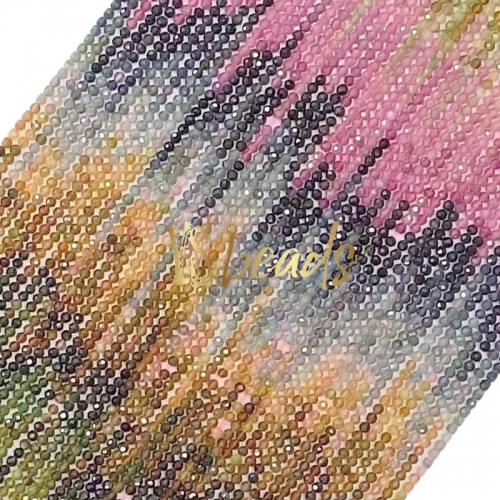 Ombre Mixed Color Tourmaline Faceted Round Beads. Approx 2-3mm