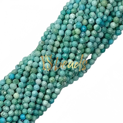 A Grade Turquoise Faceted Round Beads. Approx 2-3mm