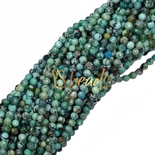 B Grade Turquoise Faceted Round Beads. Approx 2-3mm
