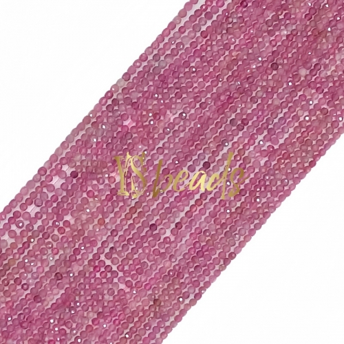 Pink Tourmaline Faceted Round Beads. Approx 2-3mm