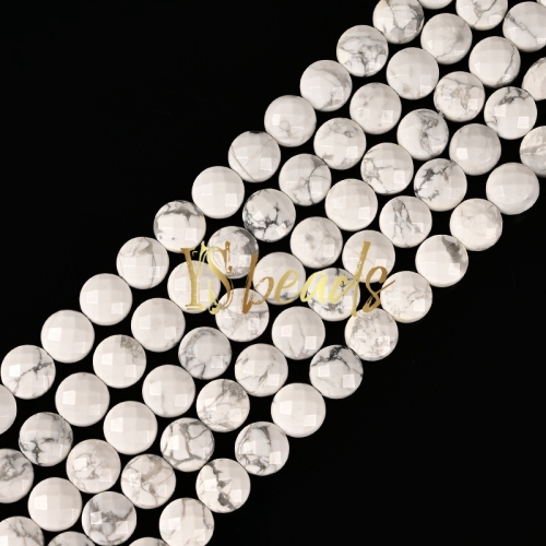 Howlite Faceted Coin Beads. Approx 8mm