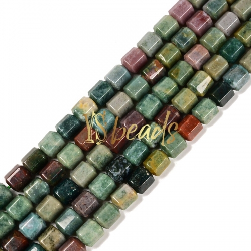 India Agate Hexagonal-cut Drum Beads. Approx 8x10mm