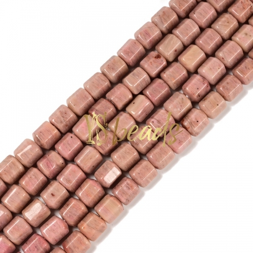 Chinese Rhodonite Hexagonal-cut Drum Beads. Approx 8x10mm