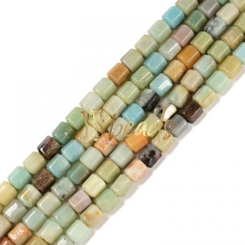 Chinese Amazonite Hexagonal-cut Drum Beads. Approx 8x10mm