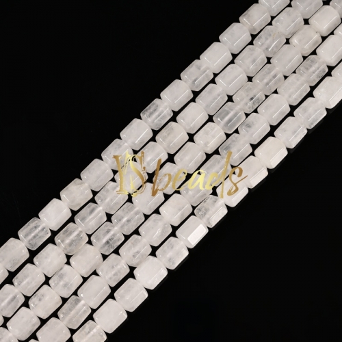 White Jade Hexagonal-cut Drum Beads. Approx 8x10mm