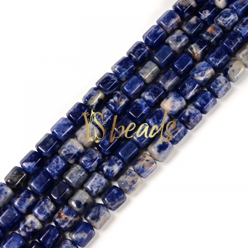 Sodalite Hexagonal-cut Drum Beads. Approx 8x10mm