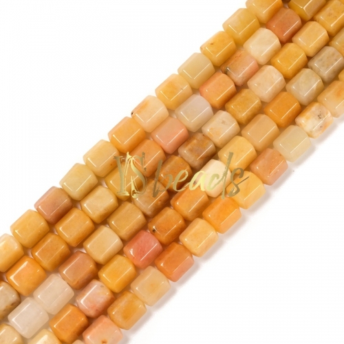 Yellow Jade Hexagonal-cut Drum Beads. Approx 8x10mm