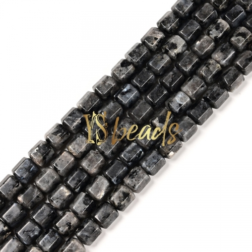 Larvikite Hexagonal-cut Drum Beads. Approx 8x10mm