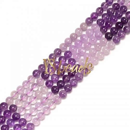 Ombre Amethyst Round Beads. Approx 6-10mm
