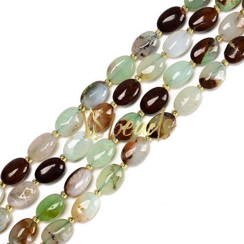 Chrysoprase Puffy Oval Beads. Approx 10x14mm
