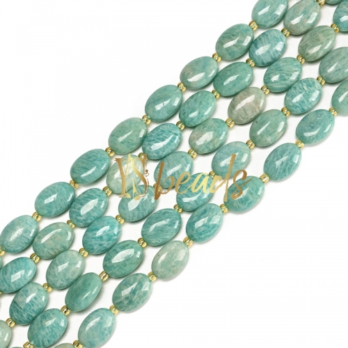 Peru Amazonite Puffy Oval Beads. Approx 10x14mm