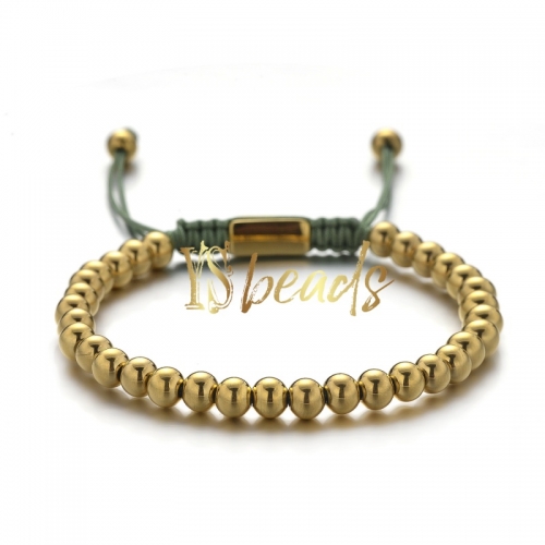 Gold Plated Stainless Steel Round Woven Bracelet, Approx 6mm