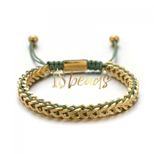 Golden Plated Stainless Steel Trangle Woven Bracelet, Approx 5mm