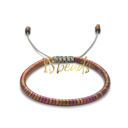 Mixed Color Plated Hematite Woven Bracelet, Approx 4mm