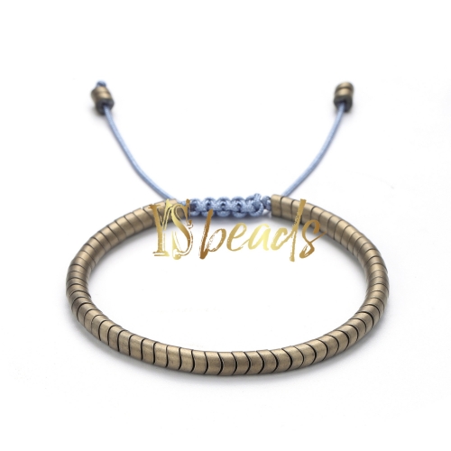 Champagne Plated Hematite Woven Bracelet, Approx 4mm
