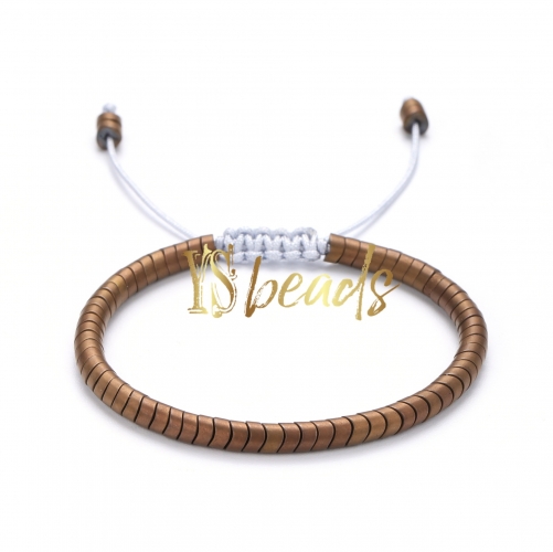 Brown Plated Hematite Woven Bracelet, Approx 4mm