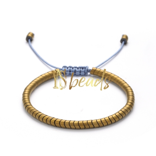 Golden Plated Hematite Woven Bracelet, Approx 4mm