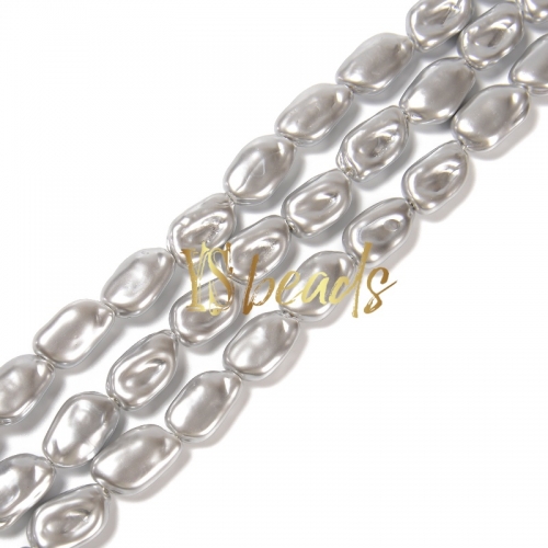 Silver Shell Irregular Beads. Approx 12X19mm