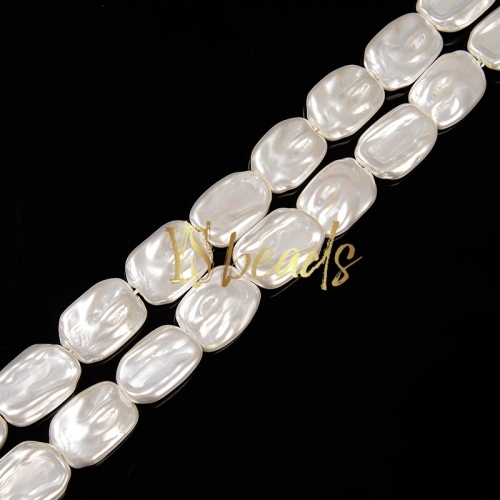 White Shell Irregular Rectangle Beads. Approx 16x23mm