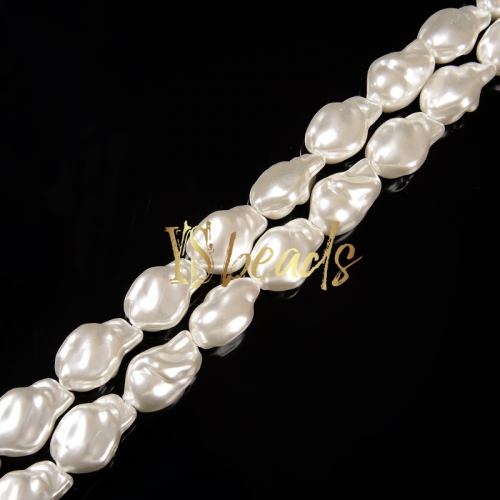 White Shell Baroque Beads. Approx 14x20-20x26mm