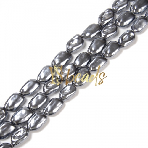 Dark Grey Shell Irregular Beads. Approx 12X19mm