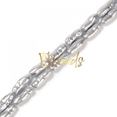 Silver Shell Irregular Bamoboo Beads. Approx 8x20mm
