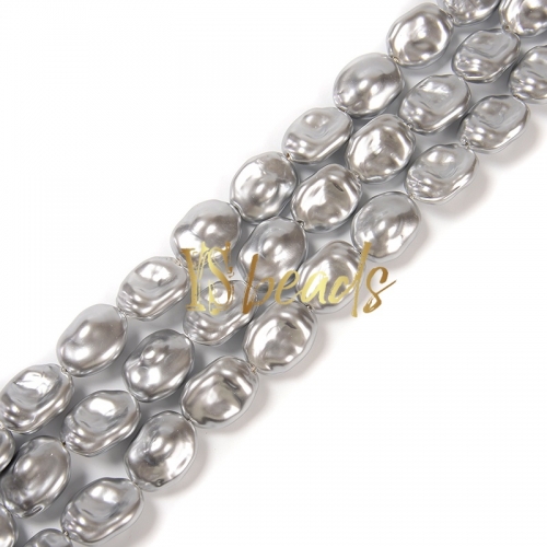 Silver Shell Irregular Oval Beads. Approx 18x23mm