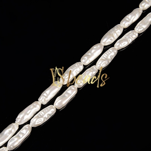 White Shell Irregular Bamoboo Beads. Approx 8x20mm