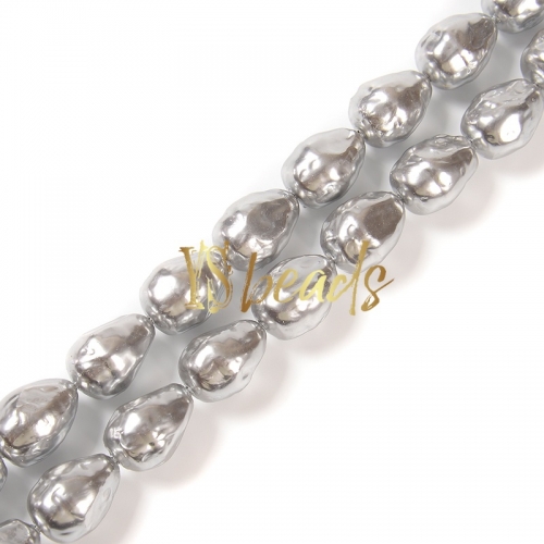 Silver Shell Irregular Drop Beads. Approx 16x22mm