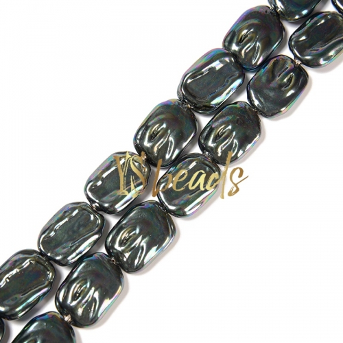 Black Shell Irregular Rectangle Beads. Approx 16x23mm