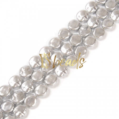 Silver Shell Irregular Coin Beads. Approx 15mm