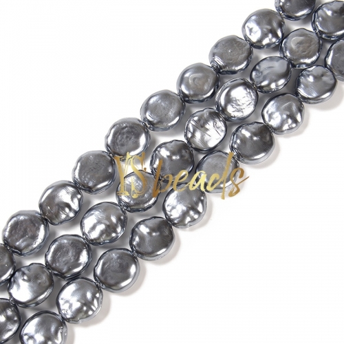 Grey Shell Irregular Coin Beads. Approx 15mm