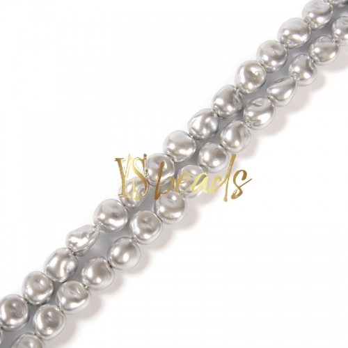 Silver Color Shell Baroque Style Beads. Approx 9x12mm