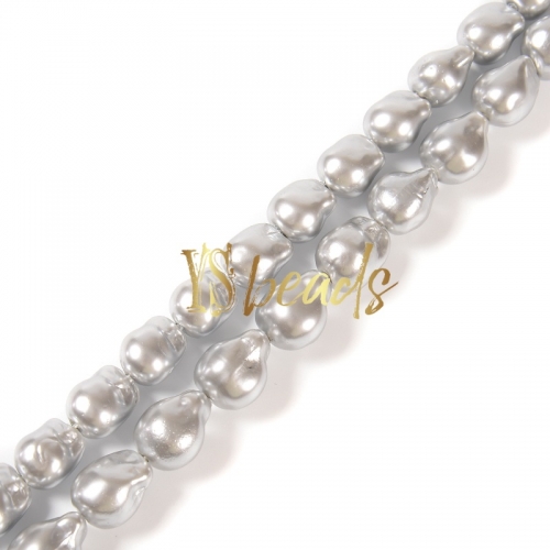 Silver Color Shell Baroque Style Beads. Approx 13x16mm