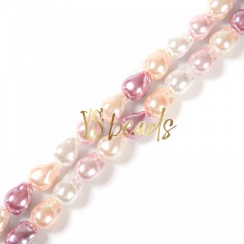 Mixed Color Shell Baroque Style Beads. Approx 12x15mm