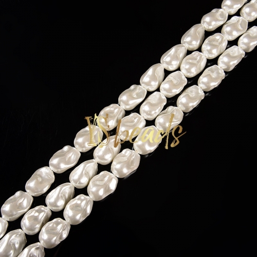 White Color Shell Baroque Style Beads. Approx 20x25mm