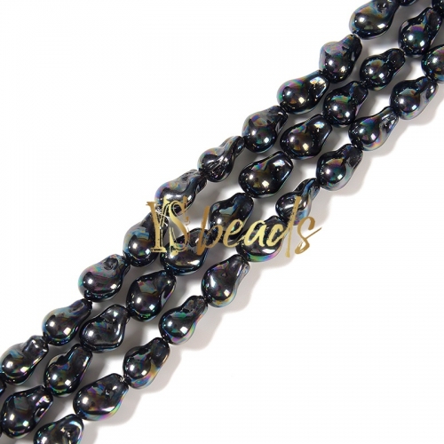 Black Color Shell Baroque Style Beads. Approx 10x16mm