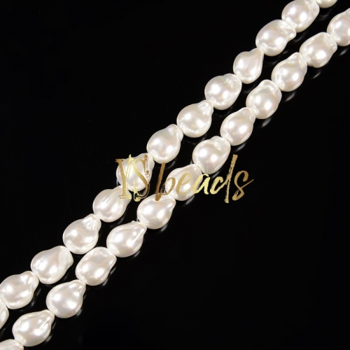 White Color Shell Baroque Style Beads. Approx 9x13-13x16mm