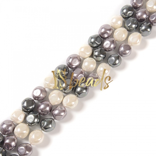 Mixed Color Shell Irregular Faceted Beads. Approx 14-15mm