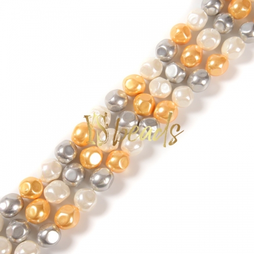 Mixed Color Shell Irregular Faceted Beads. Approx 14-15mm